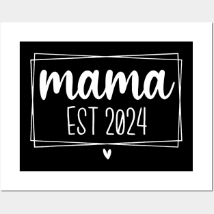 Mama Mom Est 2024 Promoted To Mommy 2024 Posters and Art